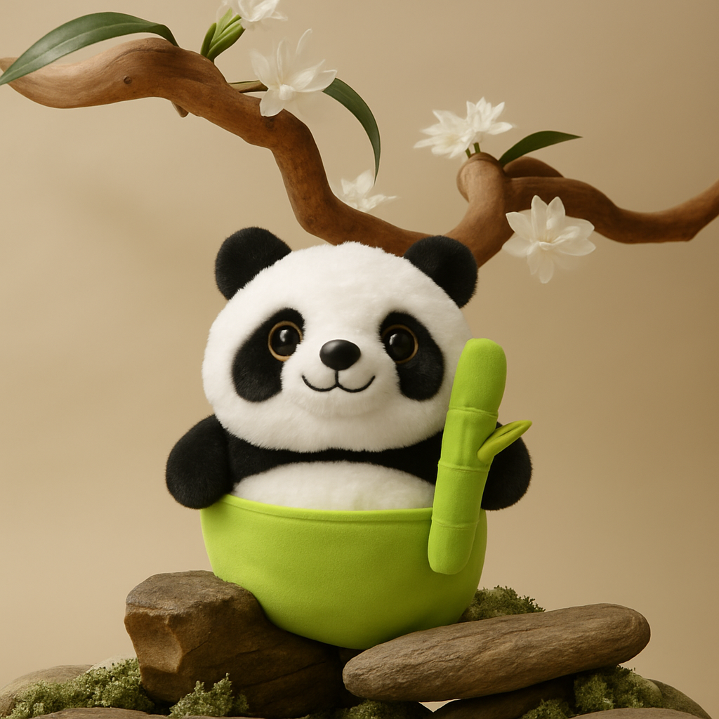 Bamboo Buddy™ plush shown with key benefits: soft, calming, huggable – official product image from Fluffy Haven
