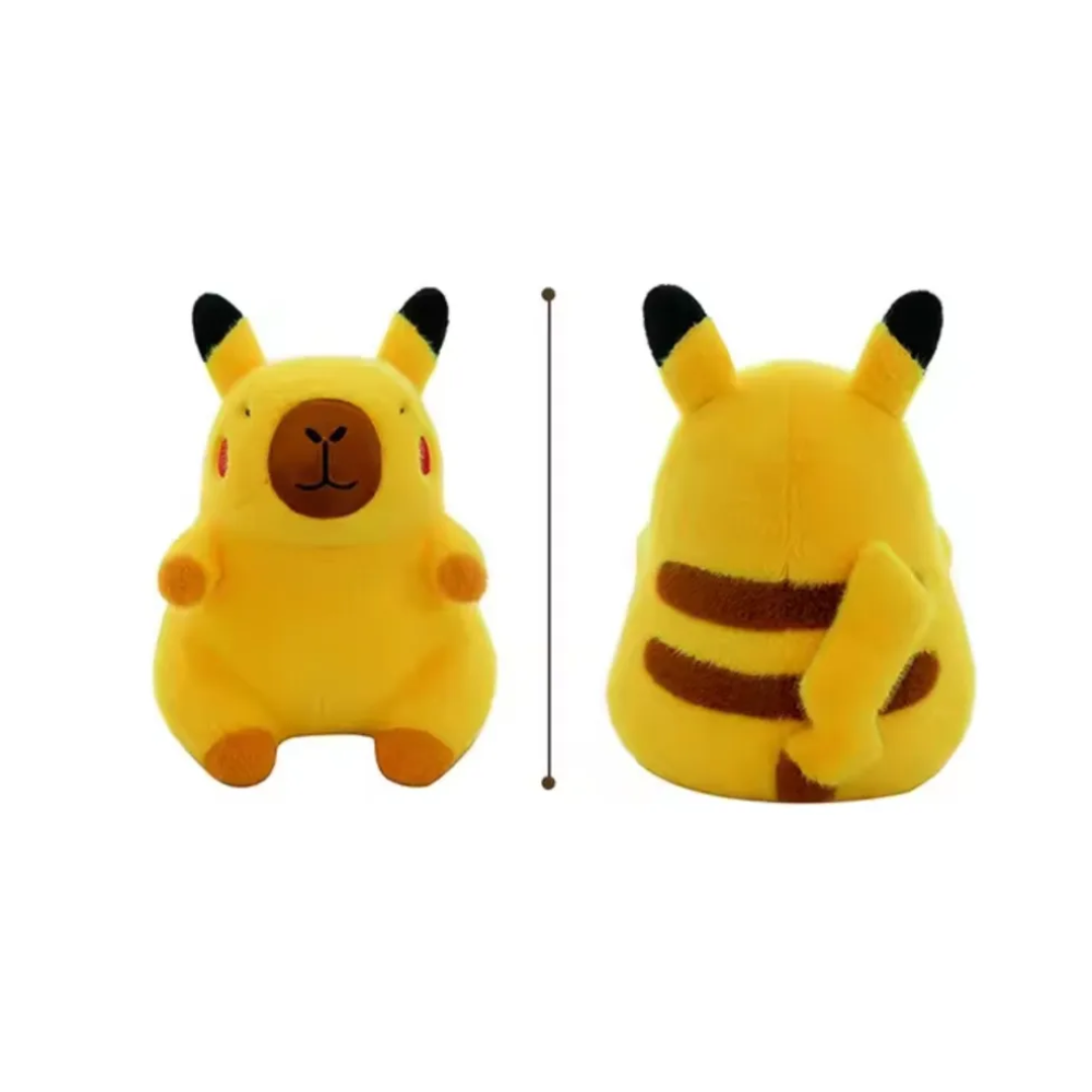 Sparky Hug™ plushie front and back view comparison with lightning bolt stripes, designed by Fluffy Haven