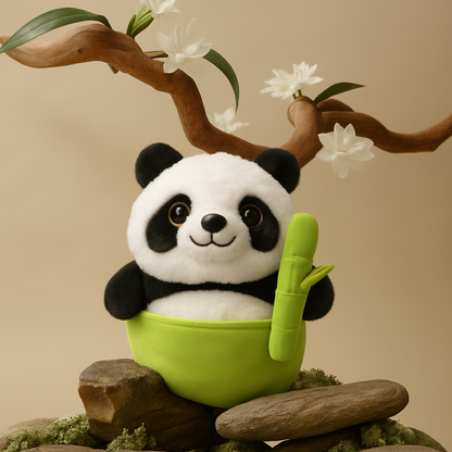 Bamboo Buddy™ plush shown with key benefits: soft, calming, huggable – official product image from Fluffy Haven


